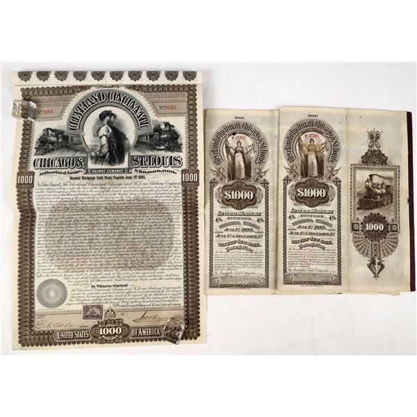 Chicago & Cleveland, Cincinnati, St. Louis Railway Co. Gold Bonds 1893 (3) [206774]