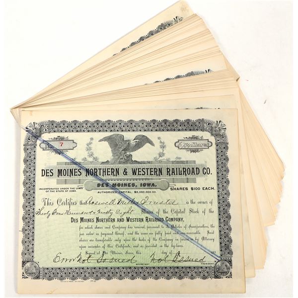 Des Moines Northern & Western RR Stocks, 1890s (80) [205838]