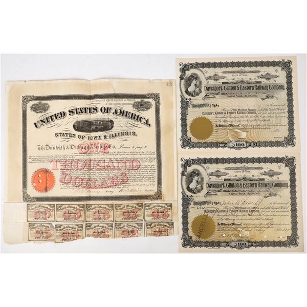 Iowa Railroad Stocks & Bond [197977]