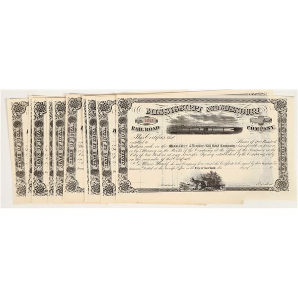 Mississippi and Missouri Railroad Co. Stock Certificates Unissued (12)   [206303]
