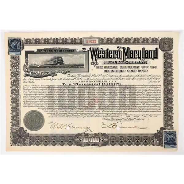 Western Maryland Railroad Bond Issued to John D. Rockefeller, 1917 [206689]