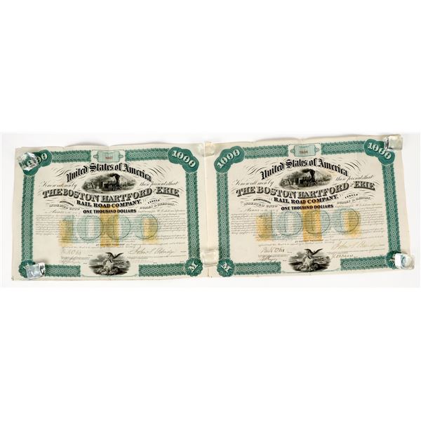 Boston Hartford and Erie Rail Road Company Bonds c. 1881 (2) [206350]