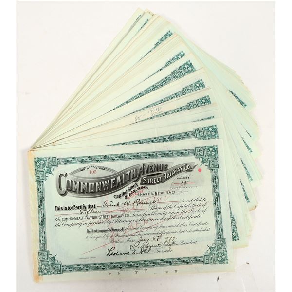 Commonwealth Ave. Street Railway Stocks (100) [205962]