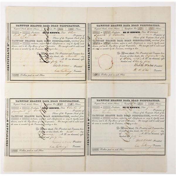 Taunton Branch Rail Road Corporation Stock Certificates (5) [197987]