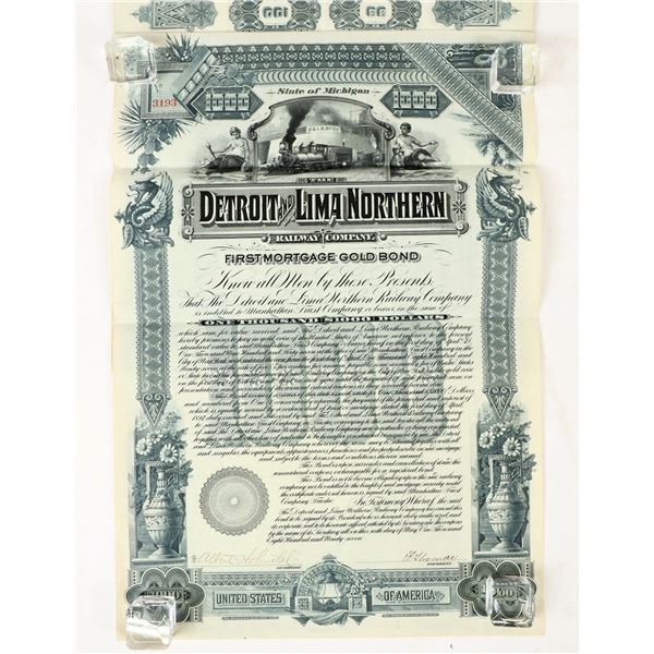 Gold Bond: Detroit and Lima Northern Railway, 1897 [206603]