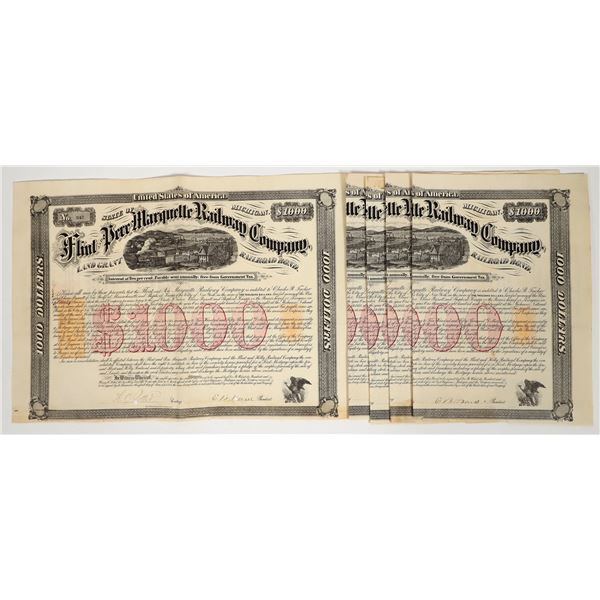 Flint & Pere Marquette Railway Bonds w/ Imprinted Revenues (5) [200810]