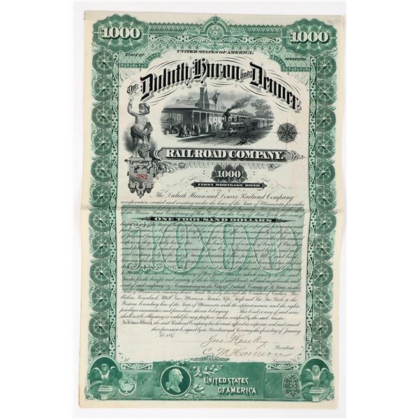 The Duluth, Huron and Denver Railroad Co. . Bond. [206387]