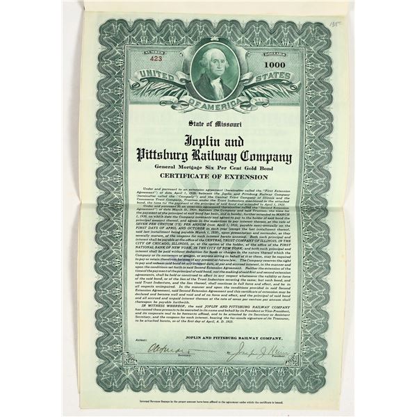Joplin And Pittsburg Railway Co. Bond. [206550]