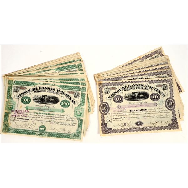 Missouri, Kansas and Texas Railroad Company Stock Certs. signed George Gould (60+) [206321]
