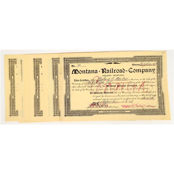 Montana Railroad Company Stock Certificate c. 1896 (25) [206311]