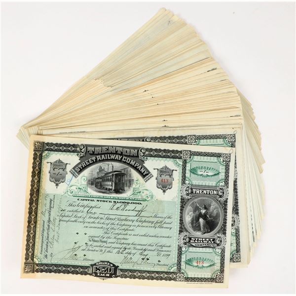 Trenton Street Railway Company Stocks c.1890s About 100 [203002]