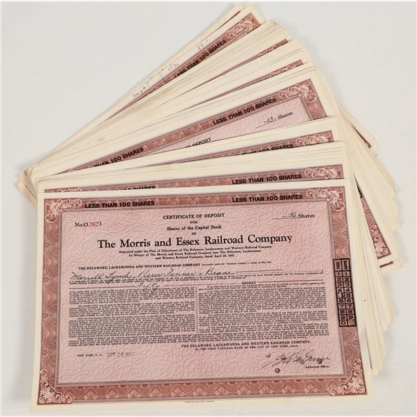 Morris and Essex Railroad Company Stock Certificates 1945 (90+) [206309]