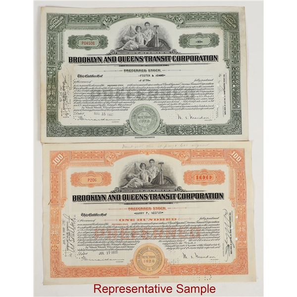 Brooklyn and Queens Transit Corp. Stocks. (80+). [206176]