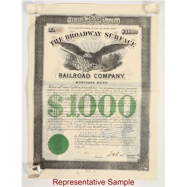 Broadway Surface Railroad Company Mortgage Bonds c.1905 About 100 [206133]