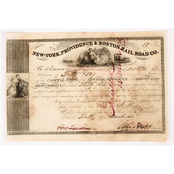 New York, Providence & Boston Railroad Co. Stock Certificate, 1836 [198038]