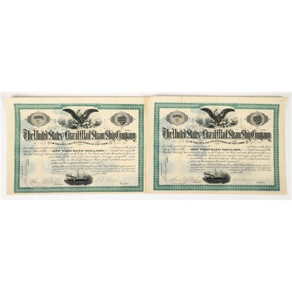 The United States and Brazil Mail Steam Ship Company Bond Certificates Lot [206362]