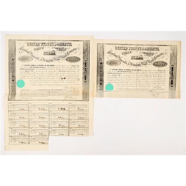 Cleveland, Painsville & Ashtabula Rail Road Company Bonds c.1852 (3) [206353]