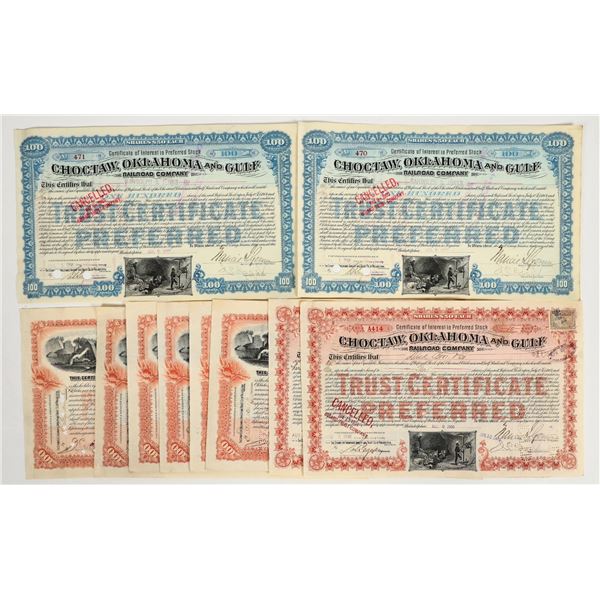 Choctaw, Oklahoma & Gulf Railroad Company Stocks (9) [206084]