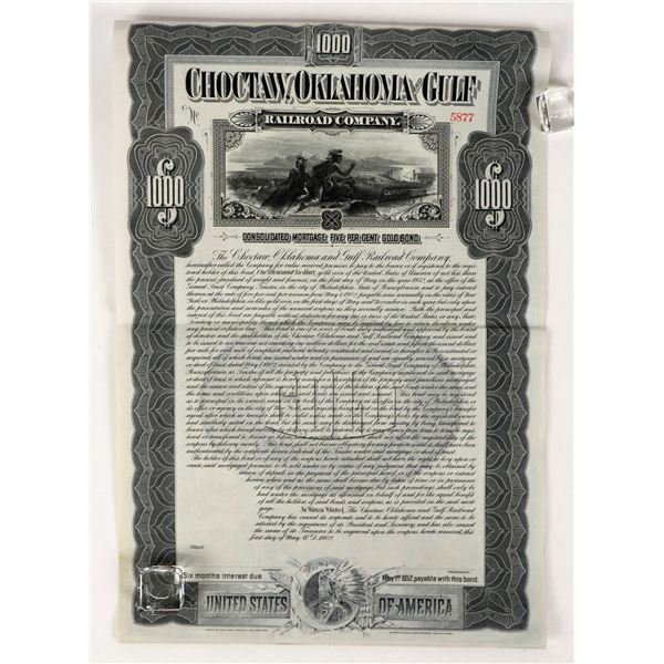 Gold Bonds: Choctaw, Oklahoma & Gulf RR (75) [206188]