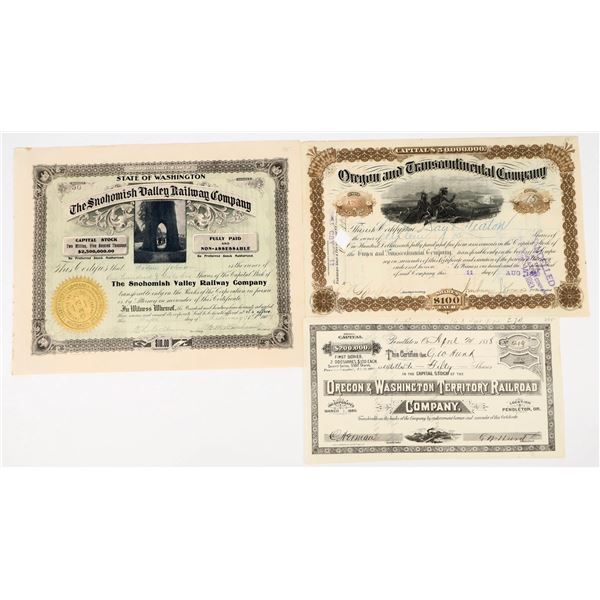 Oregon and Washington Railroad Stock Trio [198109]