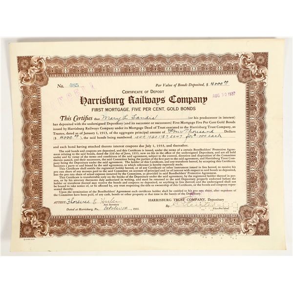 Harrisburg Railways Co. Mortgage Bonds 1933-37 About 150 [206132]