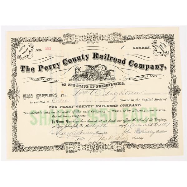 Perry County Railroad Company Stock Certificate, 1889 [198036]