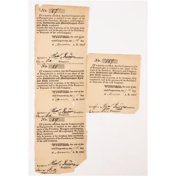 Pennsylvania Robbstown and Mountpleasant Turnpike Stocks [205310]