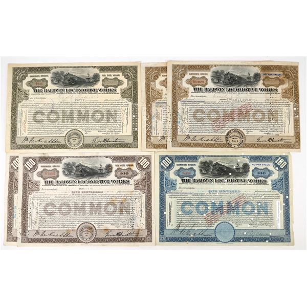 Baldwin Locomotive Works Stock Certificates (6) [198115]
