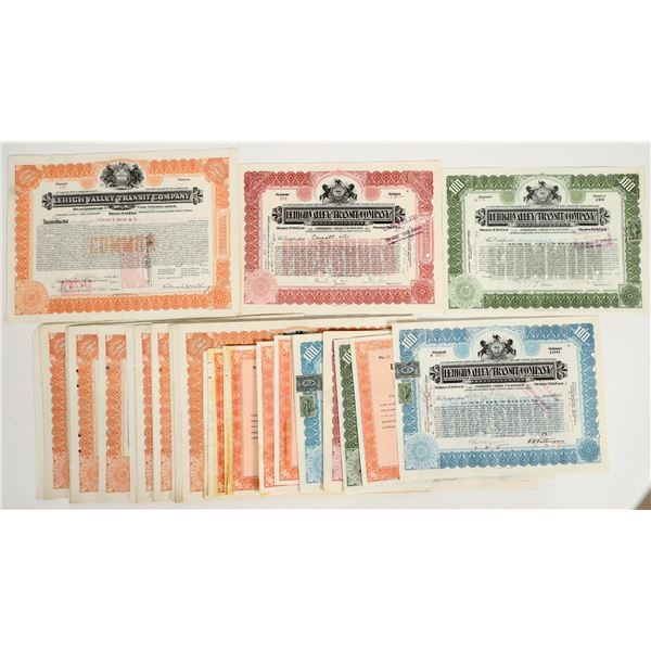 Lehigh Valley Transit Company Stock Certificates 1910-1967 (50+) [206313]