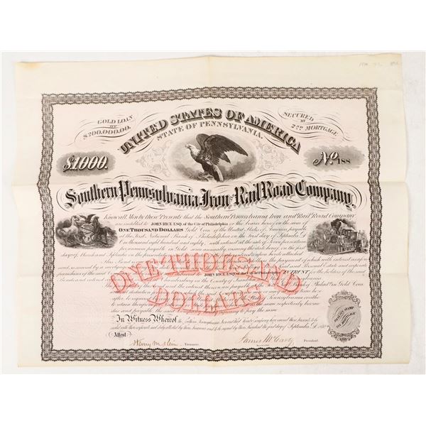 Gold Bond: Southern PA Iron & Railroad Co., 1870 [206607]