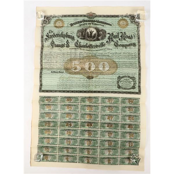 Fredericksburg, Orange & Charlottesville Railroad Co. Gold Bond Pair [198179]