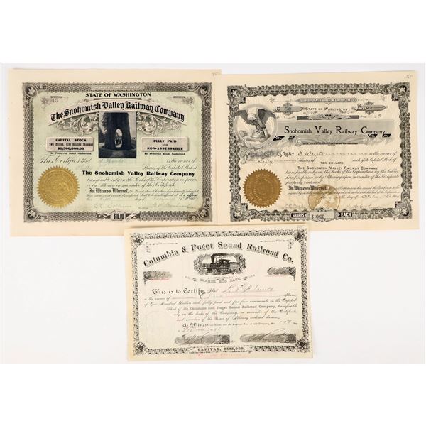 Pacific Northwest (Washington) Railroad Stock Trio  [198020]