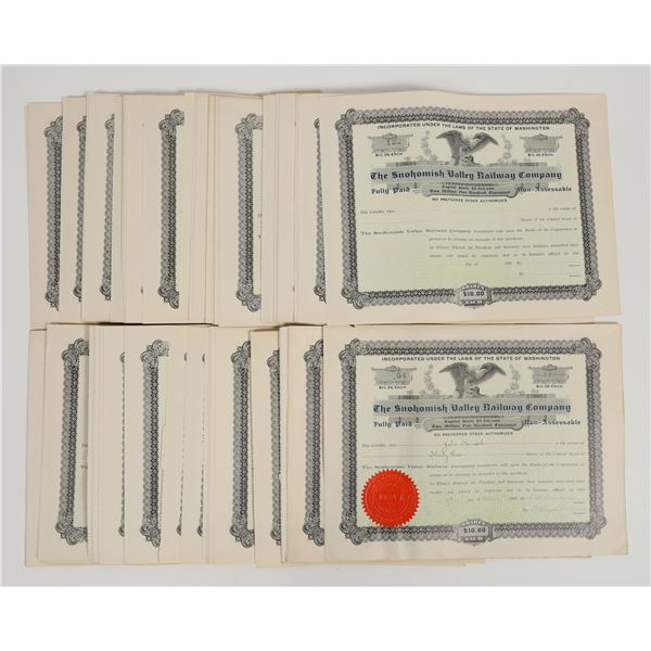 Snohomish Valley Railway Company Stocks c.1905 About 160 [205741]