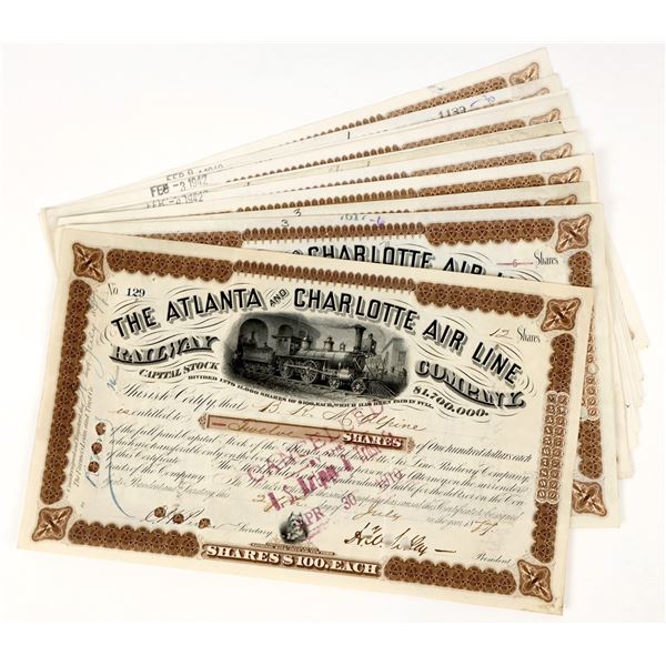 Atlanta & Charlotte Air Line Railway Stocks (12) [205922]