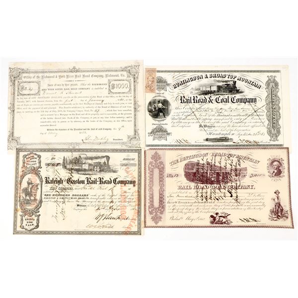 Four Different Civil War Era Railroad Stock Certificates  [198105]