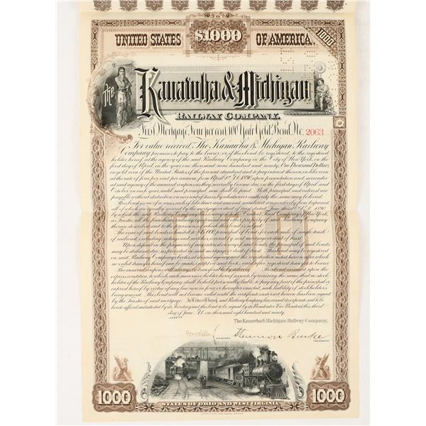 Gold Bond: Kanawha and Michigan Railway, 1890 [206604]