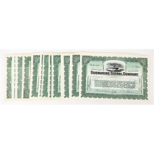 Submarine Signal Company Stock Certificates (14) [205396]
