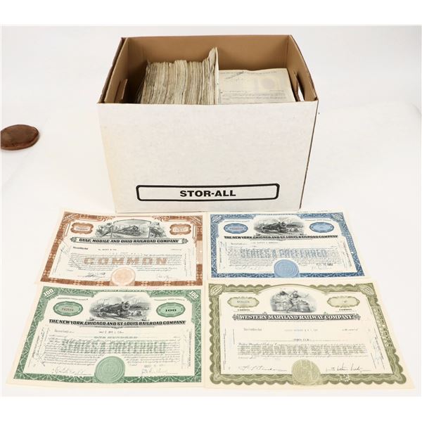 Railroad Stocks Box Lot, 5 different rails [201995]