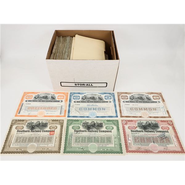 Railroad Stocks Box Lot, Gulf Mobile & Ohio; Southern Railway [206584]