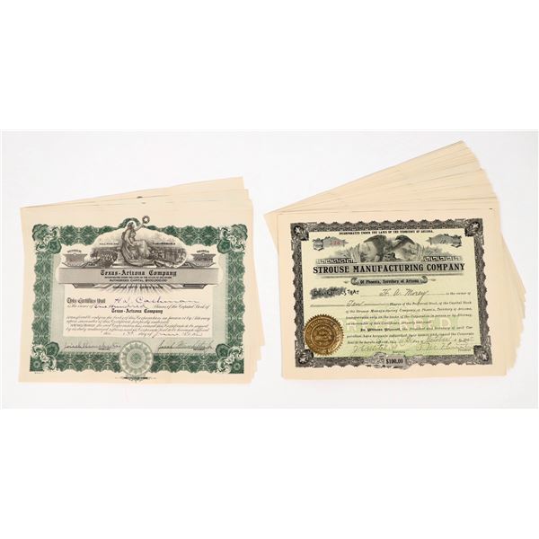 Strouse Manufacturing Company Preferred Stock Certificates c.1907 (25) [206341]