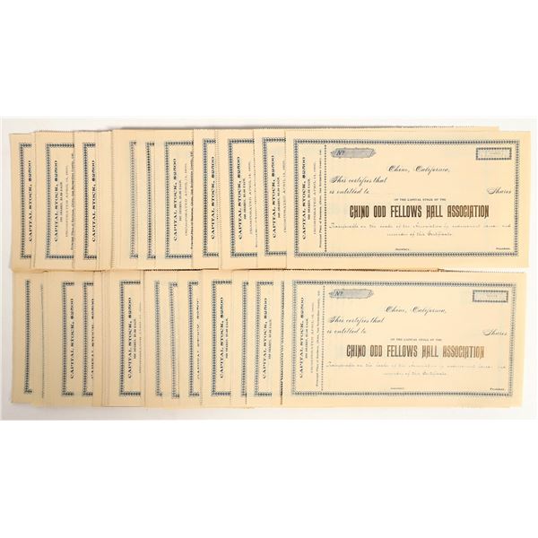 Chino Odd Fellows Hall Association Stocks, unissued. About 120 [206203]