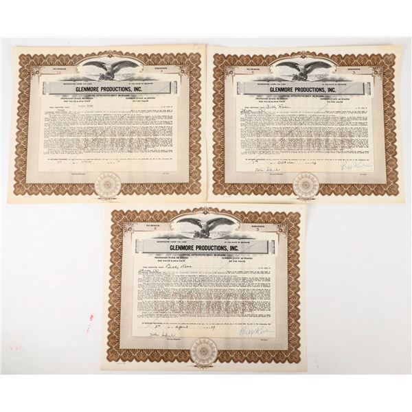 Glenmore Productions, Inc. Stocks Issued to & Signed by Billy Rose [197946]