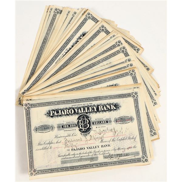 Pajaro Valley Bank Stock Certificates Group [206018]