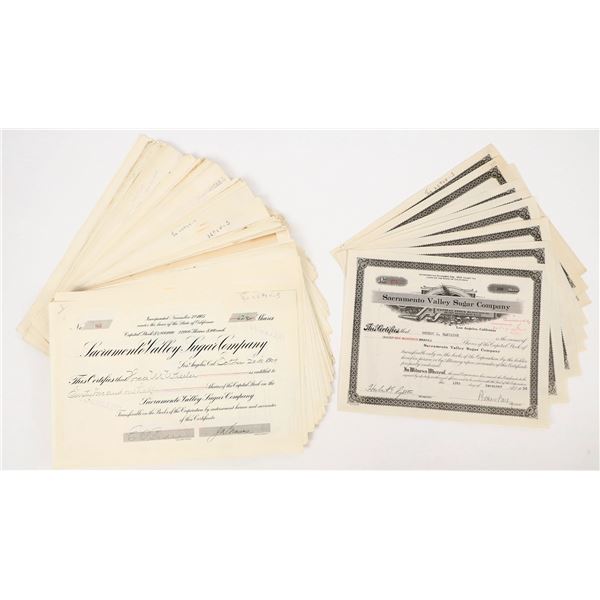Sacramento Valley Sugar Company Stock Certificates (120) [206951]