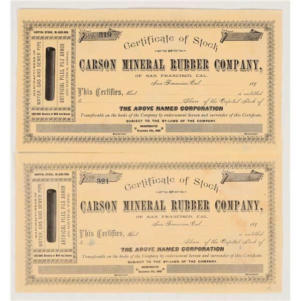 Carson Mineral Rubber Co. Stock Certificates [204354]