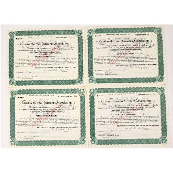 Truckee-Carson Farmers Association Stocks 1908 (4) [205599]