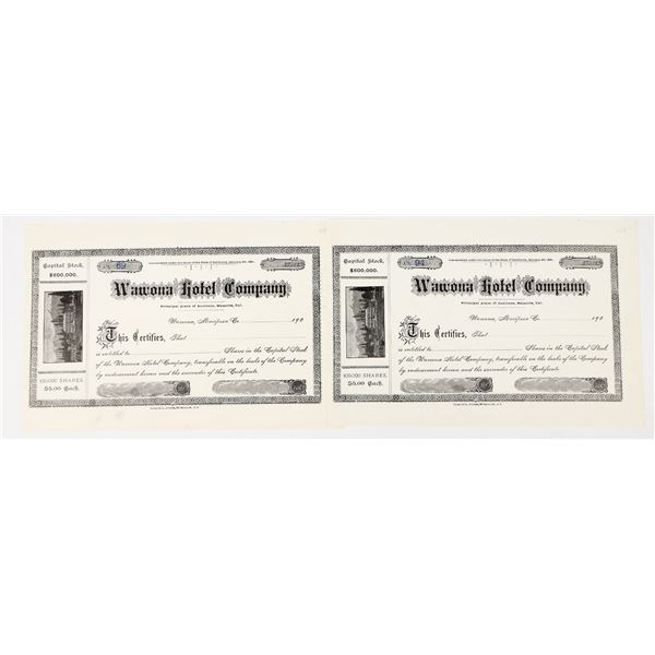 Wawona Hotel Company Stock Certificate Pair (Unissued) [198099]