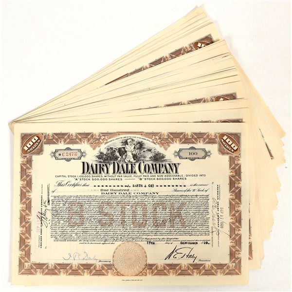 Stock Certificates for Dairy Dale Company of Delaware (40) [205594]