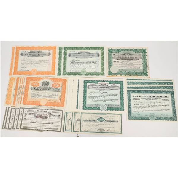 California Stocks, 7 Different c.1890s-1952 (70) [206446]