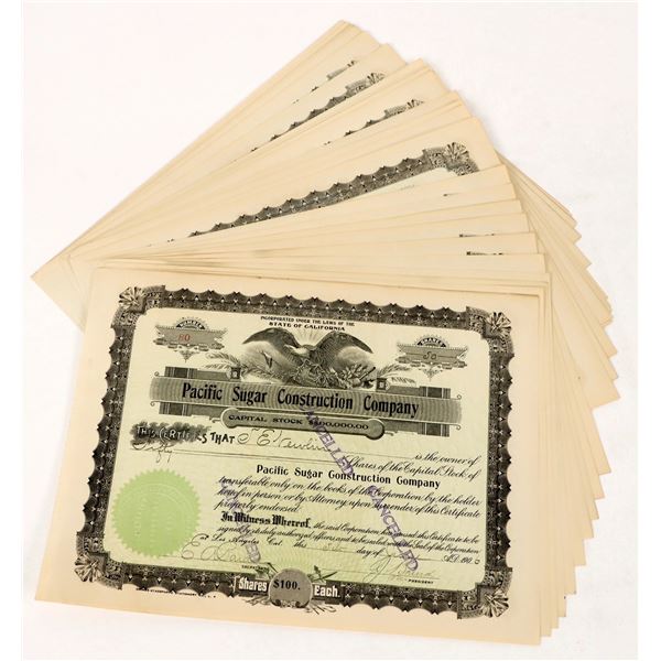 Stock Certificates for the Pacific Sugar Construction Company (25) [205600]